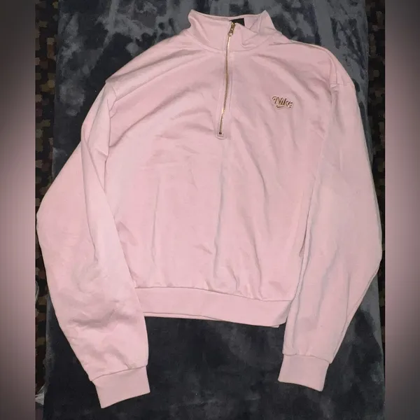 Nike Sportswear Femme Quarter-Zip Sweater Size Medium in Pink/Gold - Image 5