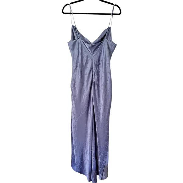 NWOT Lulus Sophisticated Sight Periwinkle Satin Jacquard Cowl Midi Dress XXL - Image 5