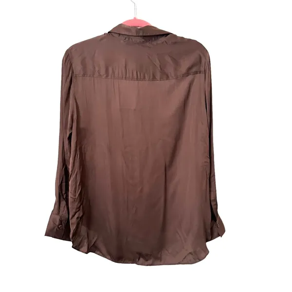 PIPPA THE LABEL Lennox Satin Button Down NWT Sz XS‎ Brown - Image 5