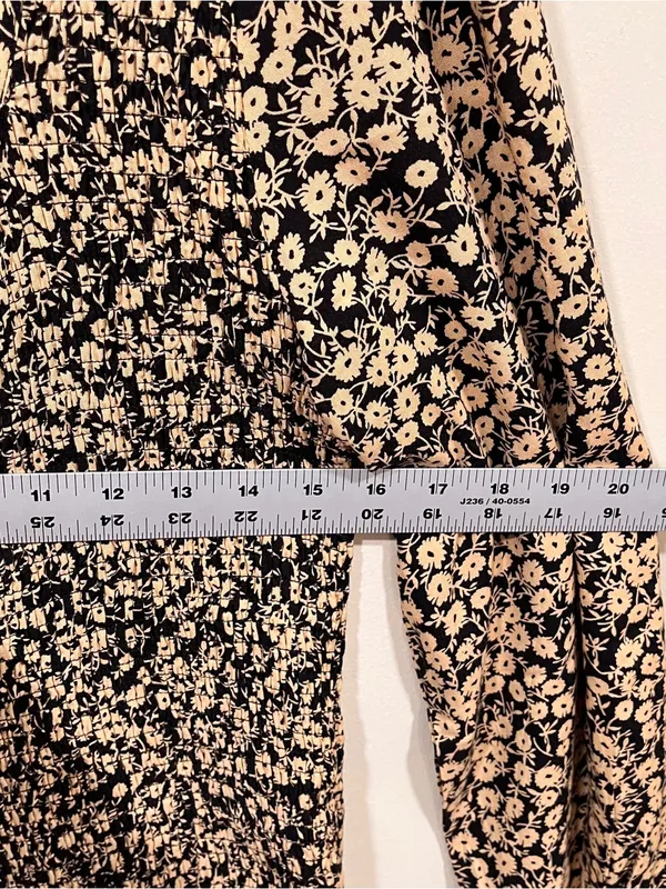 Lost + Wander Pick Me Print Dress Mini fully smocked bodice long puff sleeve L - Image 7