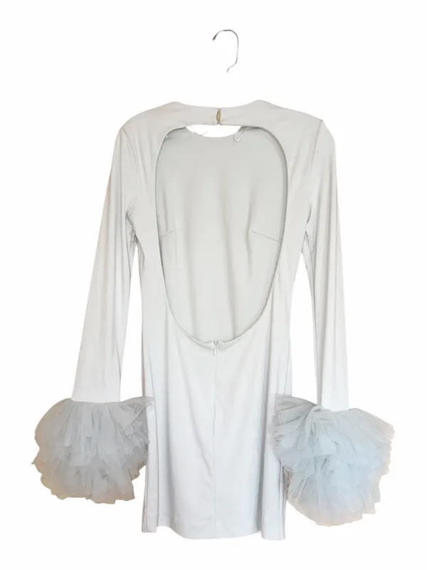 NWT ZARA Short Tulle Cuff Volume Dress Pastel Blue 4772/331 Small Bloggers Fave - Image 10