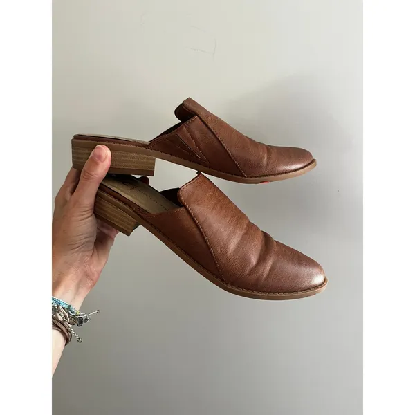 BP Leather Mules 6.5 Cognac Brown Maya Bootie Boho Chic Office Neutral Everyday - Image 3