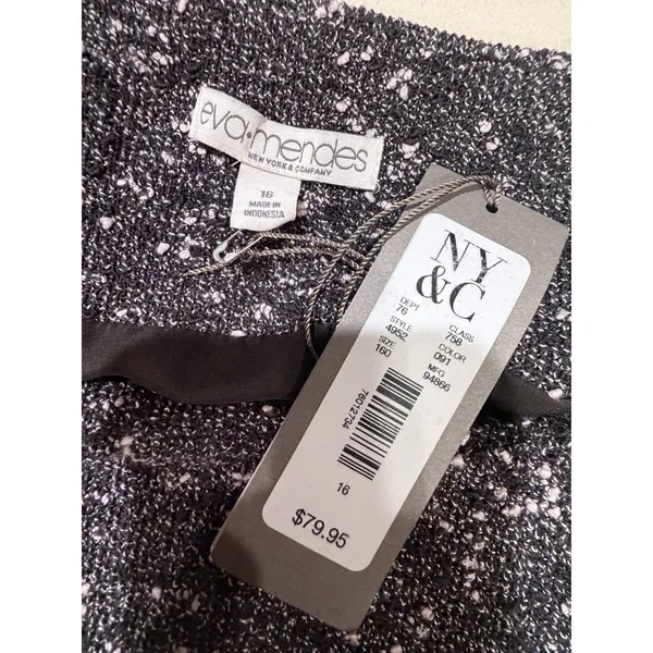 NWT Eva Mendes NY & Co. Sleeveless Black Pale Pink Boucle Fit & Flare Dress 16 - Image 5