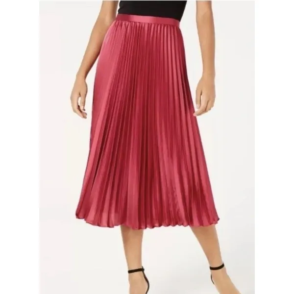 Lucy Paris Pleated Midi Skirt L Accordion Dopamine Dressing Hot pink Magenta - Image 2