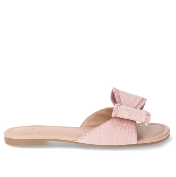 Time and Tru Women's Raffia Bow Slide Sandals - Image 3