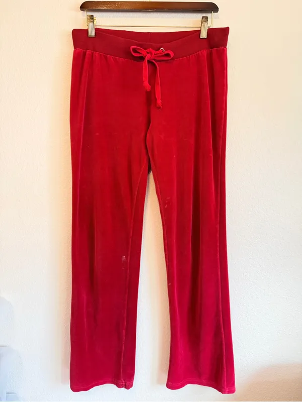 Sarah Johnson Y2K Red Velour pants, pull up elastic waist, Juicy inspo sz M - Image 11
