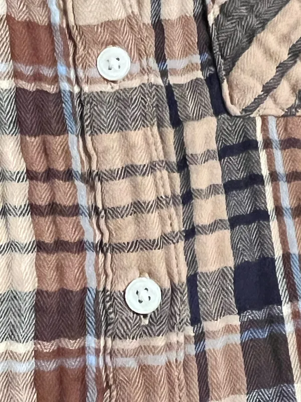Womens small Aerie Brown & Blue Plaid Gauze Style Oversized Long Sleeve Shirt - Image 4