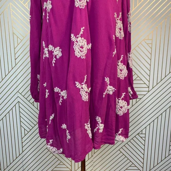 Free People Embroidered‎ Austin Mini Dress Purple - Image 5