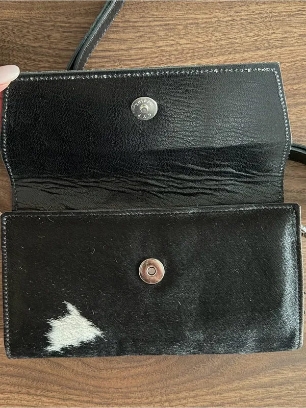 Cowhide Wallet Clutch with Crossbody Strap - Image 3