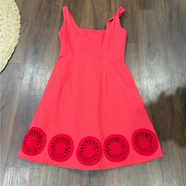 Elexiay Kogi Crochet cut out A Line Mini Dress Square Neck Red $300 M revolve - Image 5