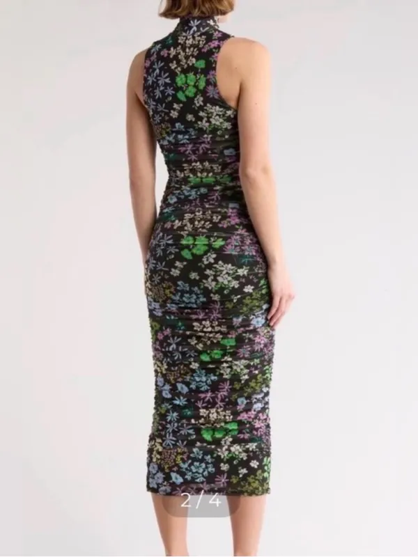 AFRM LOS ANGELES Sonia Ruched floral Mesh Maxi Dress - Image 2