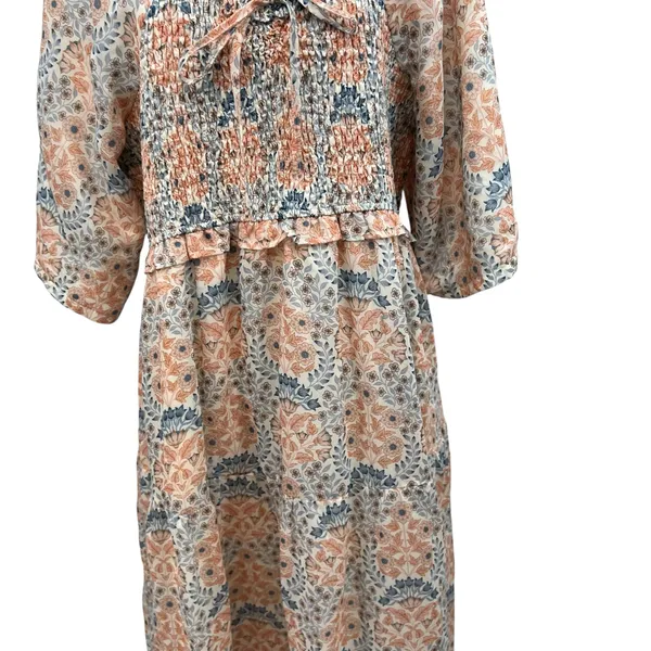 Ivy City Co. Nora Maxi Dress Floral Print Smocked Orange Blue‎ Plus Size 1X - Image 7