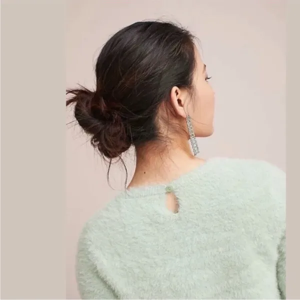Anthropologie Rosie Neira Aubade Mint Green Fuzzy Sweater SP Small Petite - Image 4