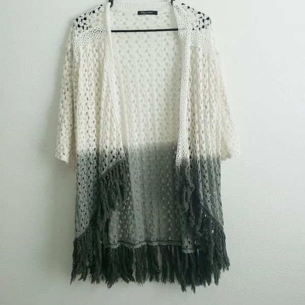 Young Fabulous and Broke Peer Tree Crochet Fringe Ombre Cardigan Sweater - Image 2