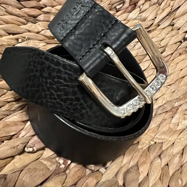Fossil leather belt vintage crystal buckle‎ large - Image 9