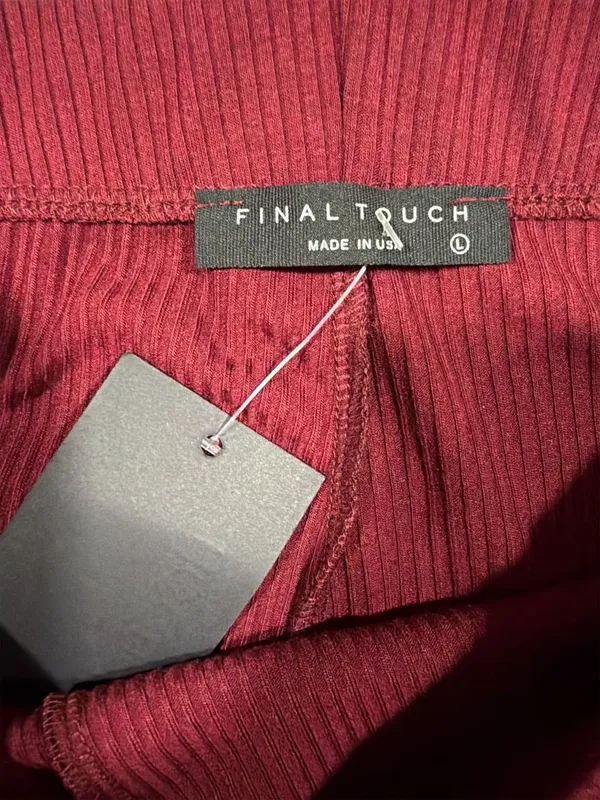 Final Touch Ribbed Knit Flare Pants Maroon Size L - Image 4