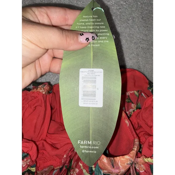 NWT farm rio pineapple bloom red Midi Dress M - Image 5