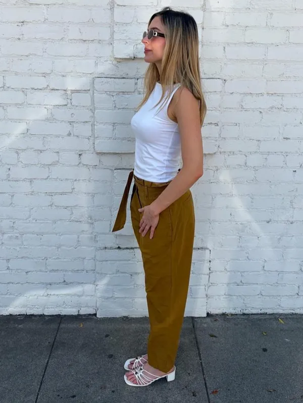 J.Crew mustard yellow pants with tie waist size 2 #preppy #workwear #officewear - Image 3