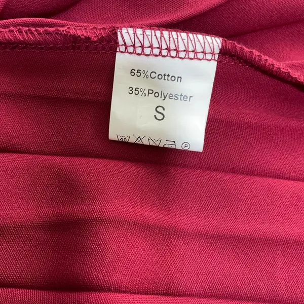 Burgundy Red Pleated Midi Skirt Elastic Waist Cotton Blend Small‎ - Image 3