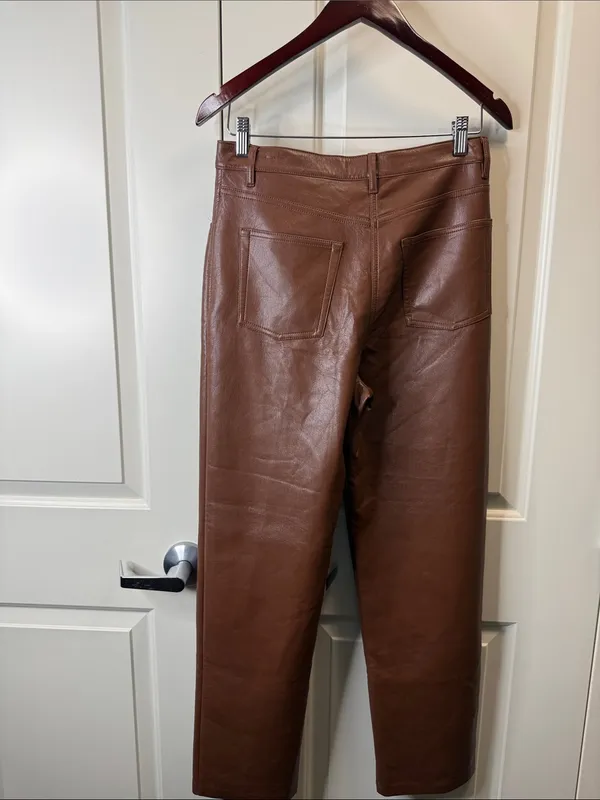 Aritzia Wilfred The Melina Pant Vegan Leather Brown 8 - Image 5