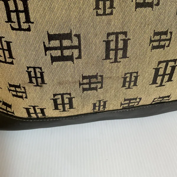 Vintage Tommy Hilfiger Y2K Monogram Tote Bag Black Beige Canvas - Image 8