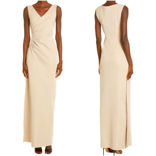 CHIARA BONI LA PETITE ROBE Aliki Metallic Sheath Gown Gold Shimmer 40 NWT - Image 13