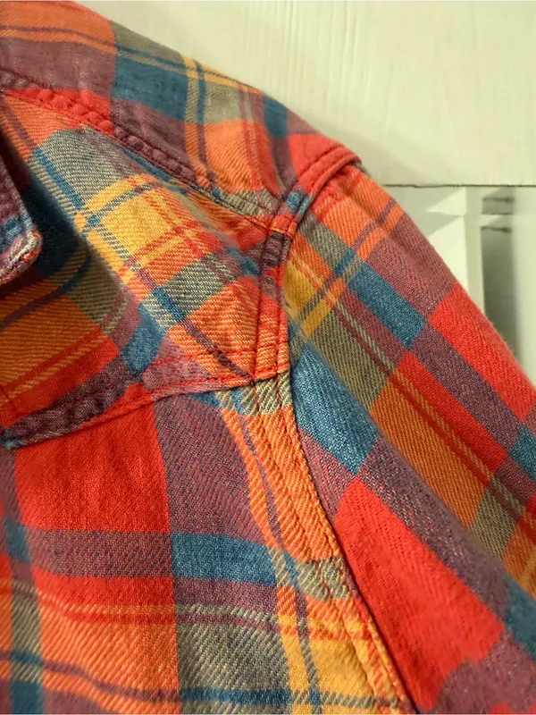 American Eagle Outfitters Red Plaid Button-Down Shirt - Image 4