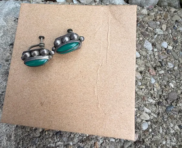 Vintage Mexican Sterling Silver Screwback Earrings - Image 3