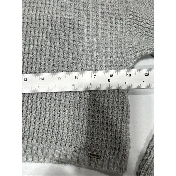 Hollister Cropped Sweater Womens XS Gray High Neck Long Sleeve Knit Pullover - Image 6
