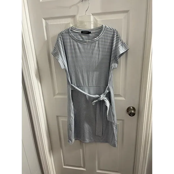 Merokeety Striped T Shirt Dress Blue/White Size L - Image 4