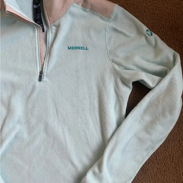 Merrell micro fleece quarter zip mint and tan - Image 2