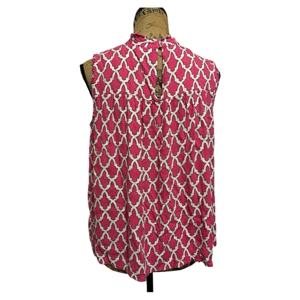 Crown & Ivy Pink and White Sleeveless Women's Top Sz L - Image 2