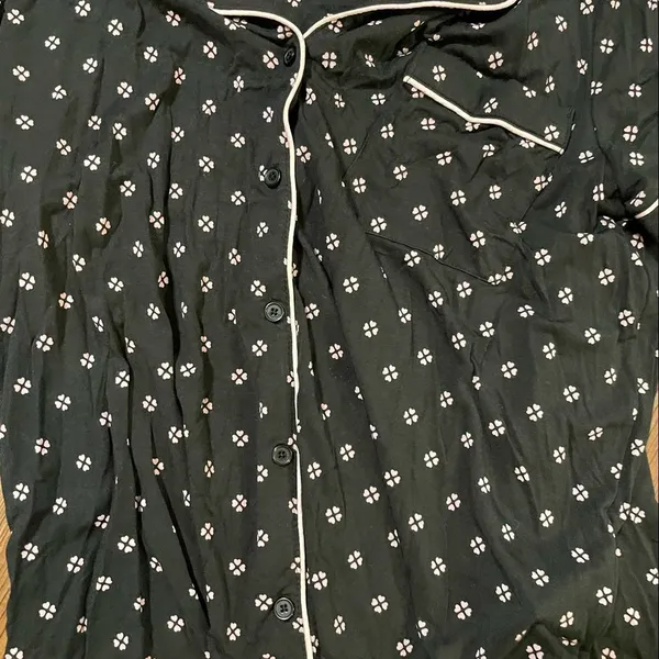 Kate Spade black pink polka dot‎ pajama top sz L - Image 4
