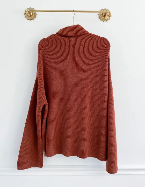 Miracle USA Vici Boutique Orange Rust Turtleneck Flare Sleeve Sweater - Image 6