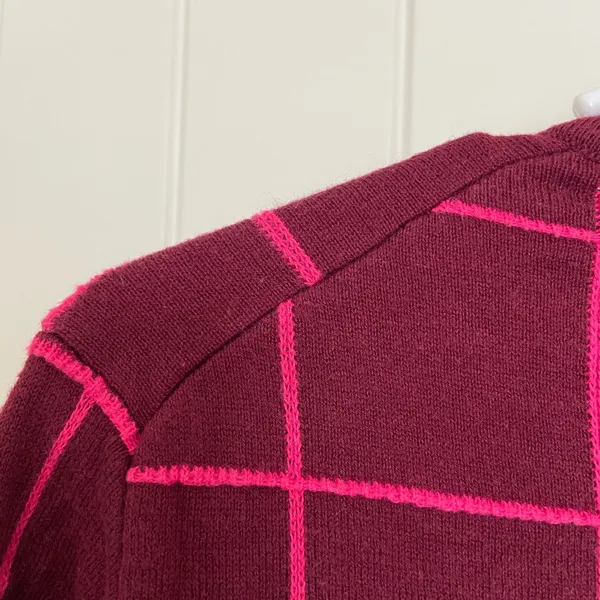 EUC | A New Day women’s maroon pink checkered‎ plaid button cardigan sweater XL - Image 7
