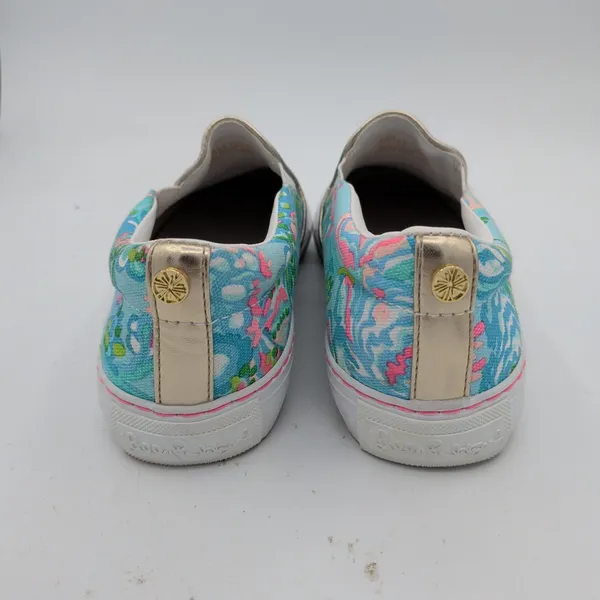 Lilly Pulitzer Julie Slip On Sneakers Womens 7.5M Tropical Floral Blue Pink m‎ - Image 5