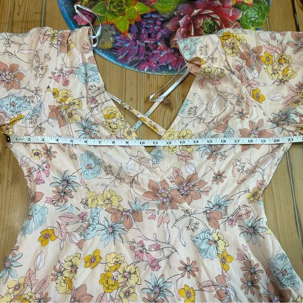 NWOT Lulus Flourishing Feelings Pink Floral Puff Sleeve Midi Dress XL - Image 8