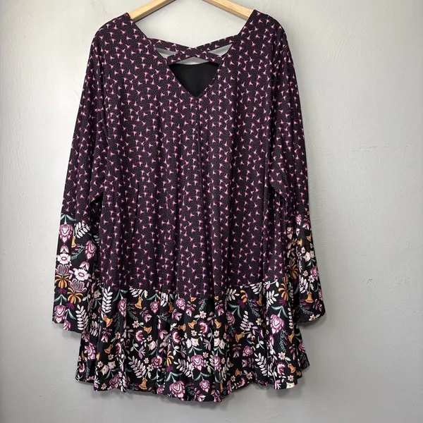 Style & Co Babydoll Tunic Top Plus Size 3X Floral Stretch Femme Fusion Peplum - Image 5