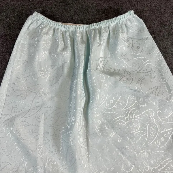 VTG‎ Paisley Jacquard Maxi Half Slip Light Blue Lace Trim Satin Skirt Lingerie - Image 8