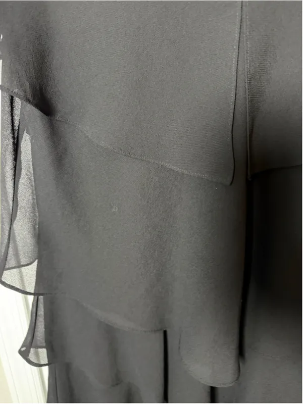 D'Albert Black Tiered Chiffon Dress Size 14 Vintage EUC - Image 4