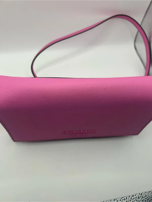 Kate Spade Cameron Small flap crossbody bag with chain strap bright peony pink - Image 14