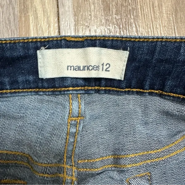 Maurices Dark Blue Distressed Skinny Jeans, Size 12 Short - Image 5