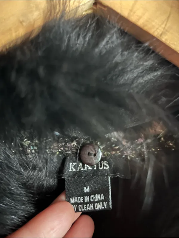 Kaktus Faux Fur Sweater Vest Y2K Boho Toggle Knit Jacket Medium - Image 2