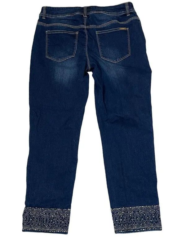 So Slimming By Chico's Womens Jeans Size 0.5 Capri Jeweled Ankles Blue 31X27 - Image 5