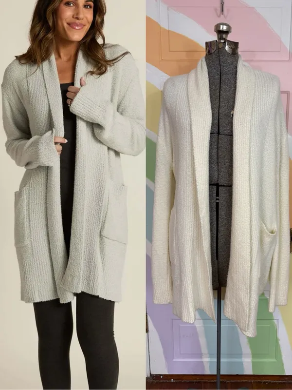 Faceplant Dreams Bamboo Cozy Plush Open Front Midi Cardigan Robe Sz L/XL 💛🍄 - Image 2