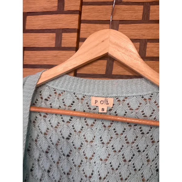 POL Light Blue Open‎ Knit Cardigan With Pockets Size Small - Image 3
