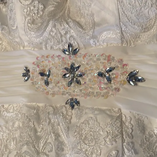 Women’s Ivory Dress & Matching Chiffon Jacket with beautiful detail Size L**READ - Image 12