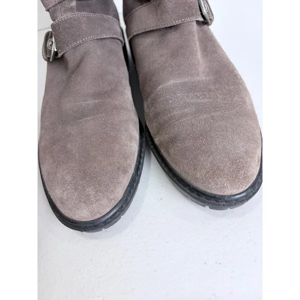 Stuart Weitzman Taupe Suede Multi Buckle Moto Ankle Boots U274026 Womens 6.5 M‎ - Image 10