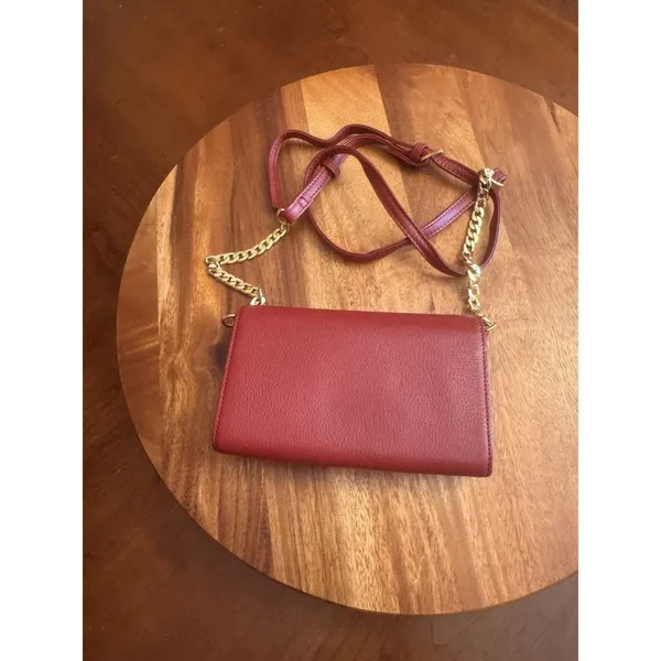 Stella & Max Red Leather Crossbody, Clutch, Wallet Purse Removable Strap - Image 9