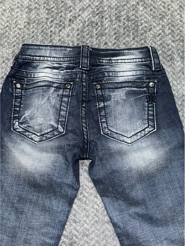 Miss Me Womens Ankle Skinny Medium Wash Embroidered Mid Rise Sz 25 - Image 6